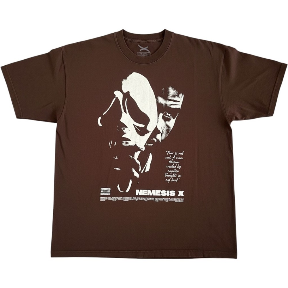 Nemesis X Graphic T-Shirt Mens XXL Brown Streetwear Fear Is Not Real Tee